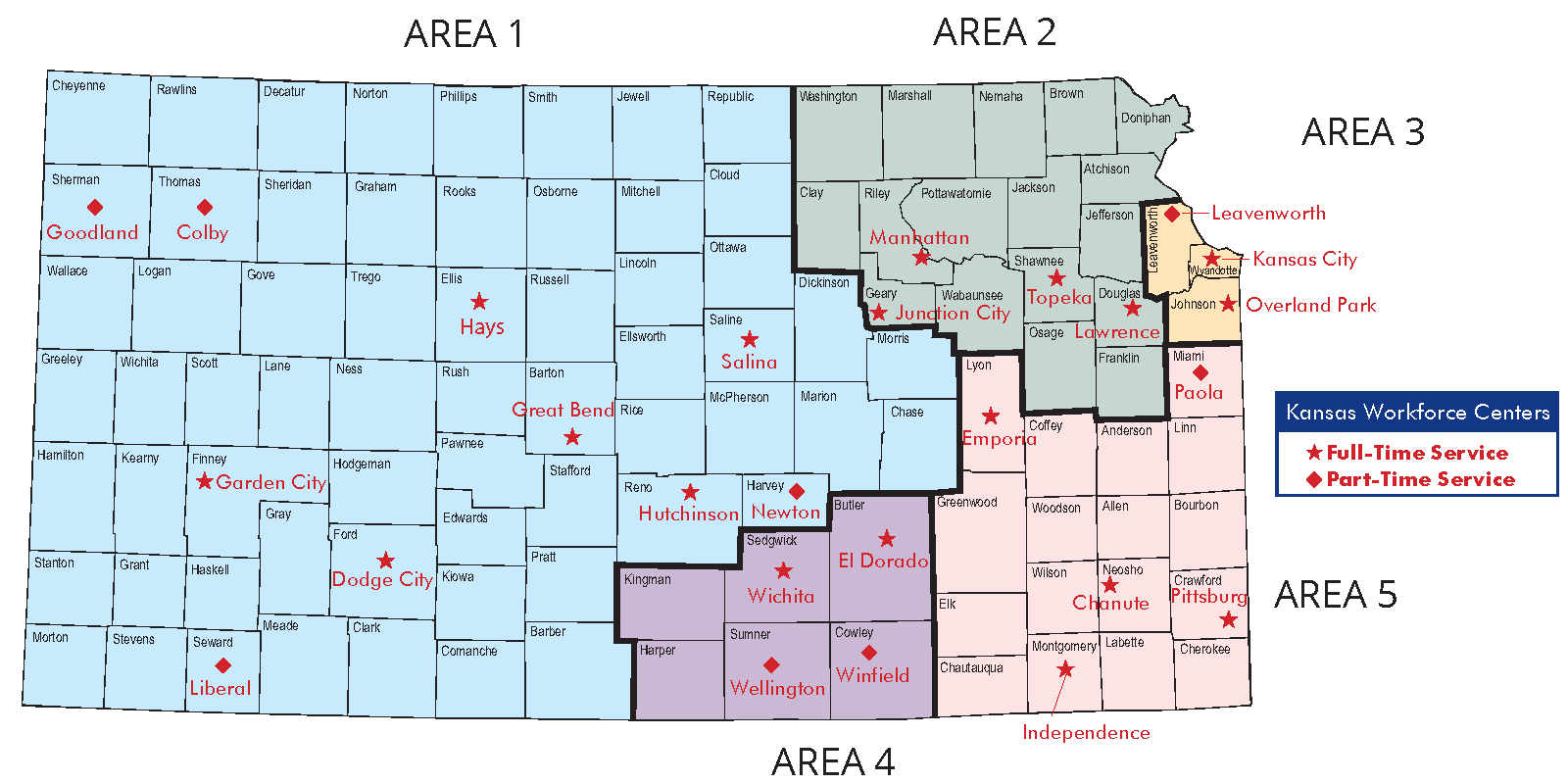 Workforce Centers of Kansas Map