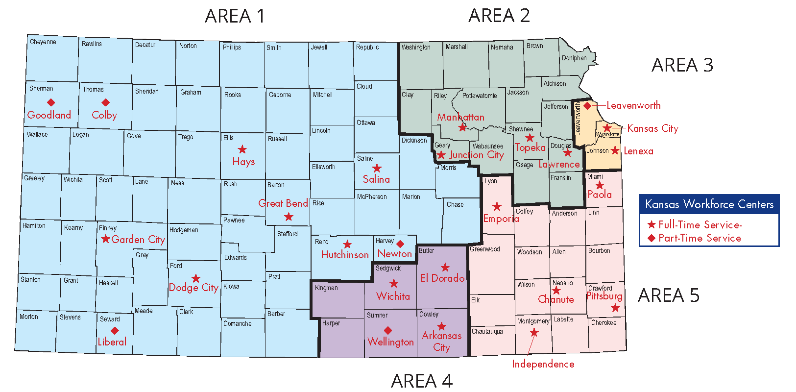 Kansas Workforce Center Map
